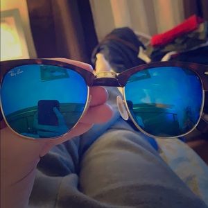 Rayban Clubmaster blue lenses